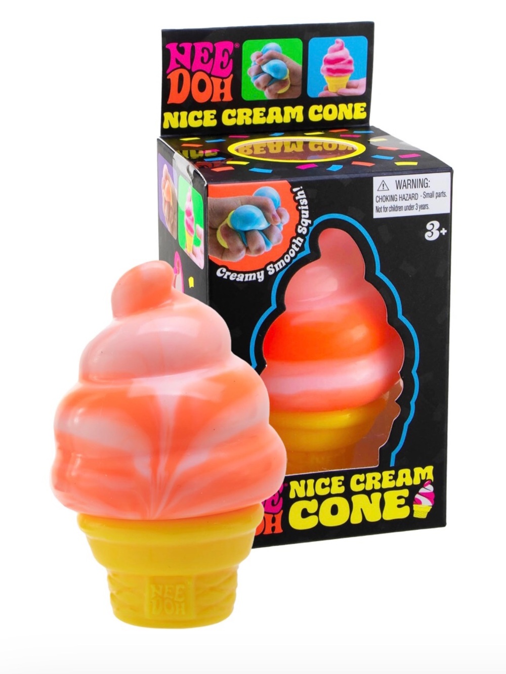 NeeDoh Nice Dream Cone Orange & Yellow Ice Cream Cone Squishy Toy